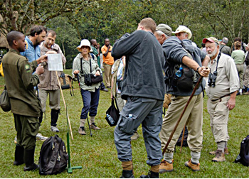 At gorilla trek briefing